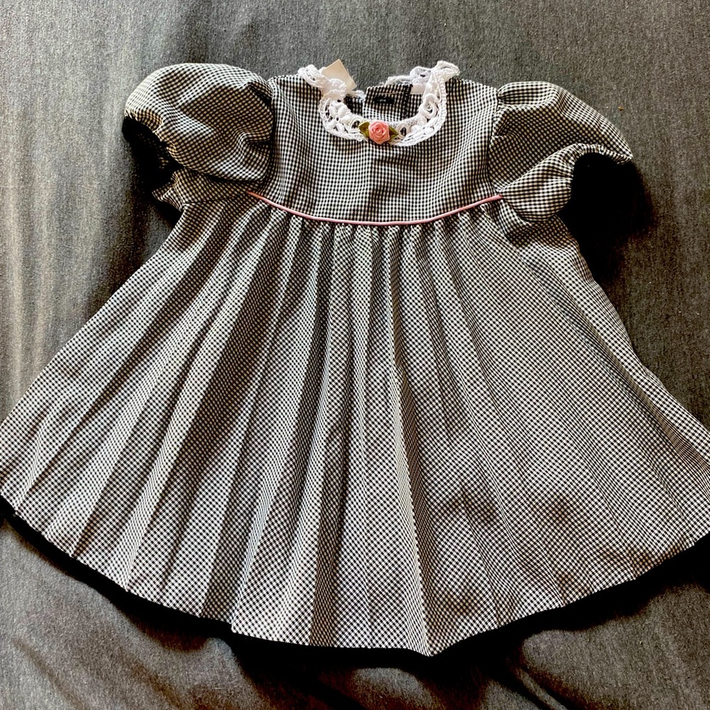 Baby 9-12 months Vintage Checkered Velvet Dress